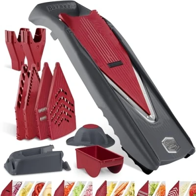 Imagen de Börner Vital mandolina Set Profesional (11 piezas) Cortadora de verduras (mandolina en V) para fruta y verdura + accesorios adicionales Juego multifuncional