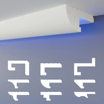 Imagen de HEXIMO LED Perfil de sombra Molduras estuco, iluminación indirecta Techo placas yeso poliestireno XPS luz abocinada (30,6 Metros HLED 15)