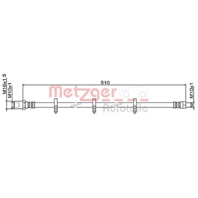 Imagen de METZGER 4111486 Latiguillos de Freno 510 M10x1 IVECO: DAILY 3 Kasten/Kombi, 3, 4 Kasten/Kombi