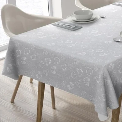 Imagen de Hule, Mantel Mesa Antimanchas, Comedor y Cocina PVC Antimanchas Impermeable, Rectangular 140 x 200cm Gris Claro