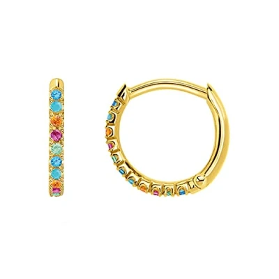 Imagen de THOMAS SABO Pendientes de un Solo Aro Piedras Colores Plata Chapada en Oro CR659 488 7, Multicolor