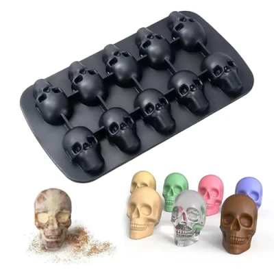 Imagen de Molde Hielo Cubitos de Calavera, 3D Bandeja Calavera Hielo,Cubitera Silicona con Diseño en 3D,3D Cubitera Silicona,para Moldes para Whisky Bebidas