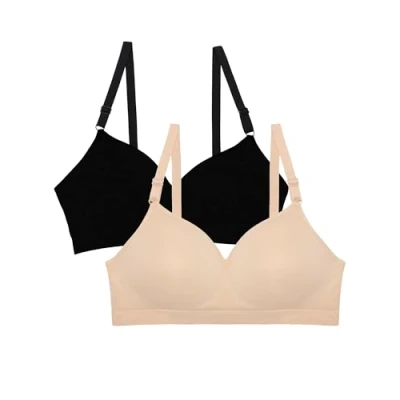 Imagen de Fruit of The Loom Wireless Push up Bra Sujetador, Black Hue/in Buff, 95B (Pack de 2) para Mujer