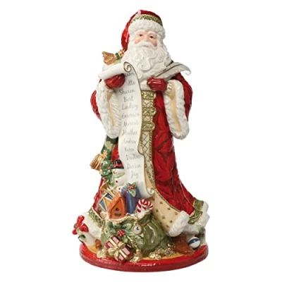 Imagen de Goebel Fitz &amp; Floyd 51 001 35 1 Figura de Papá Noel con pergamino (gres, Altura 48 cm), Color Rojo