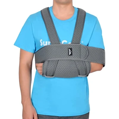 Imagen de supregear Cabestrillo Brazo Soportes de Brazos, Ajustable Cómodo Hombro Inmovilizador Envolver Respirable Soporte Hombre para Brazo/Mano/Codo Lesionado, Gris Oscuro