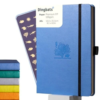 Imagen de Dingbats* Earth Cuaderno A5 Punteado Mediano Libreta de Tapa Dura Cuero PU Cierre Elástico, Soporte para bolígrafos, Marcador