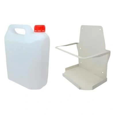 Imagen de Conjunto garrafa PVC de 10L para descarga desagüe aire acondicionado + soporte metálico en L pared kit bidón grande