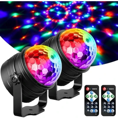 Imagen de YAZEKY Luces Discoteca Para Casa, Sonido Activado con Mando a Distancia, Bola de 7 RGB Colorear 3 Modos, Luz Discoteca, Fiesta KTV, DJ, Fiesta, Bar, etc (2 Piezas)