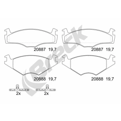 Imagen de BRECK 20887 20 702 00 Juego de pastillas freno no preparado para indicador desgaste VOLKSWAGEN: GOLF 3, 2, 3 Variant, SEAT: Ibiza 2
