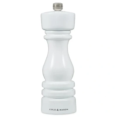 Imagen de Cole &amp; Mason H233094 London Blanco Brillo Molinillo de Pimienta, Precision+/Molienda Ajustable, Madera Haya, 180mm, Incluye 1 x Molino, Garanzia del Meccanismo a Vita