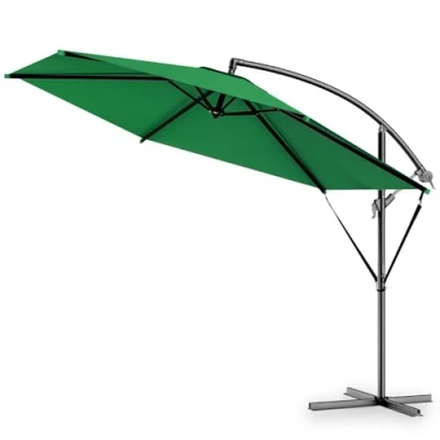 Imagen de Kingsleeve® Sombrilla de Jardín Brazil Verde Ø300cm Inclinable Soporte UV50+ Parasol Protección Antiviento Repelente al Agua
