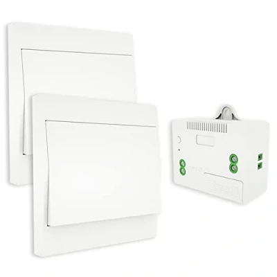 Imagen de MOES Interruptor Inalámbricas Autoalimentado de Luz Conmutador RF433, Sin Cables Bateria, Pared con Receptor Lámpara Casa Iluminación(2 1 Kit)