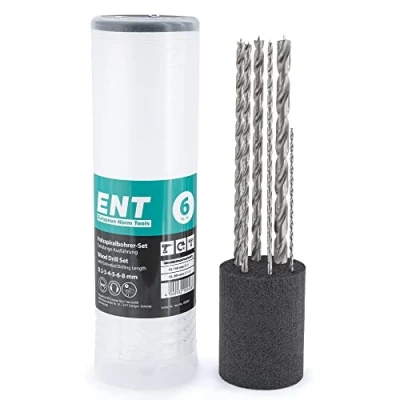 Imagen de ENT 09246 Juego de 6 brocas para madera Ø 2, 3, 4, 5, y 8 mm, extra largas 150/200 NL 100/135 espirales rectificadas HSS dura blanda, taladradoras sin cable