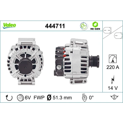 Imagen de VALEO 444711 Alternador 14V 220A MERCEDES BENZ: Sprinter 3.5 T Furgón, Bus, 4 Camión de plataforma/Chasis