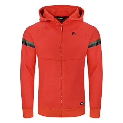 Imagen de riverso RIVDanilo Sudadera con Capucha para Hombre Cremallera y Capucha, Chaqueta algodón Negro, Gris, Azul, Rojo, Verde, Rusty Ochre Red, S