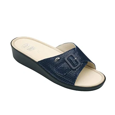 Imagen de Scholl Sandalias para mujer talla 37, color azul marino, con cojín de memoria, mango