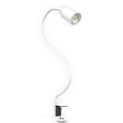 Imagen de B.K.Licht Lámpara de pinza LED escritorio con bombilla GU10 5W cuello cisne blanco 54,5 cm