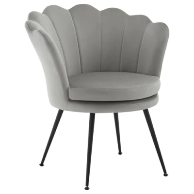 Imagen de WOLTU Sillón Lounge, Butacas de Salón, Sillon Relax con Patas Metal Chapa Dorada, Silla Terciopelo Dormitorio, Tocador y Recepción, Gris, Carga 150 kg, SKS50gr