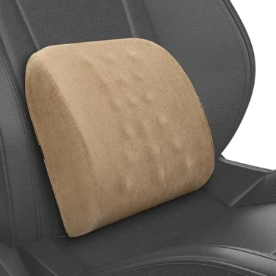 Imagen de Quirlig Cojín Lumbar para Coche, Almohada con Esponja Memoria, Ergonómico Asientos de Silla Oficina, Ruedas, Café