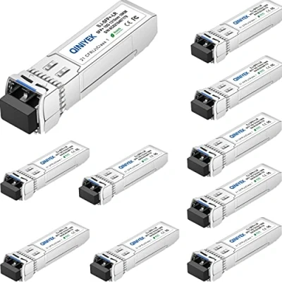 Imagen de QINIYEK 10GBase LR SFP+ Transceptor, 10G Módulo LC monomodo para Cisco SFP LR, Ubiquiti UF SM 10G,Meraki MA 10GB Mikrotik, Supermicro, Netgear(SMF,1310nm,10km,DDM)(Paquete de 10)