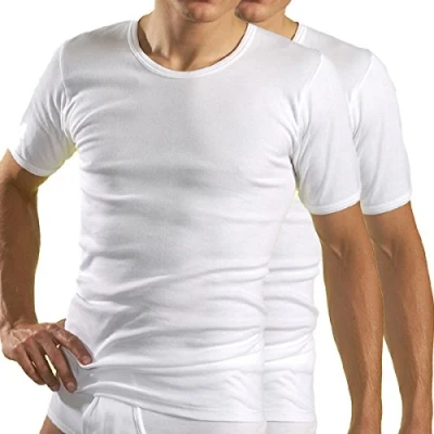 Imagen de HERMKO 3840 Kit de 2 Camisetas Manga Corta con Cuello Redondo, Größe Herren:4 (S), Farbe:Blanco