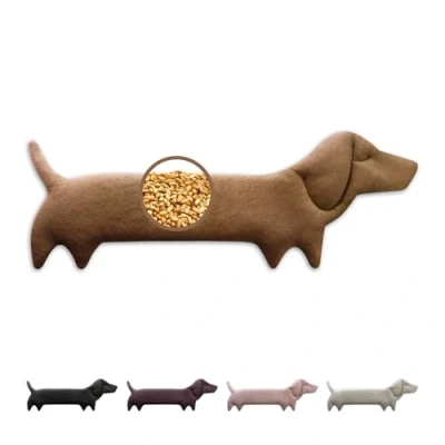 Imagen de Leschi Saco Térmico de Semillas para Microondas 47x23 cm, 100% Algodón y Trigo Orgánicos, en forma perro marron, Bolsa ideal Cuello, Cervical Espalda