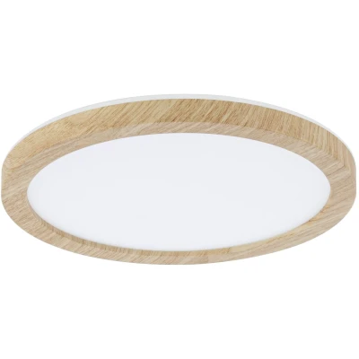Imagen de Paulmann 71027 Panel LED Atria Shine plafón con Backlight redondo IP44 11,2W 850lm 190mm acabado madera plástico 3000K blanco cálido luminaria de baño