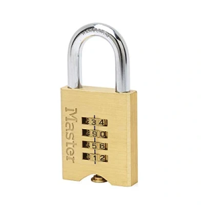 Imagen de Master Lock 651EURD Candado con cuerpo de latón macizo y combinación personalizable, Dorado, 10 cm x 5 1.3