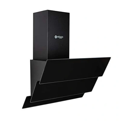 Imagen de Wiggo Campana extractora de 60 cm, sin cabeza, con recirculación aire, 300 m3/h, pantalla táctil LED, 3 niveles, filtro grasa y 2 filtros carbón, partes frontal cristal, negro