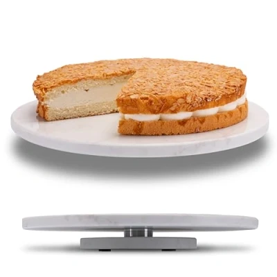 Imagen de Fino Casa plato giratorio de mármol redondo para tartas, salchichas, queso, mármol, servir, blanco, soporte bandeja decorativa, decoración