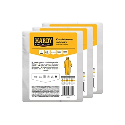 Imagen de HARDY Overol Desechable Para Pintar de Material Microporoso Categoría III Ropa Protección Seguridad y Salud, Trabajos Reparación Construcción Transpirable con Capucha 3 Uds Talla L