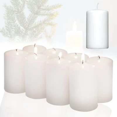 Imagen de Candelo Juego de 8 velas navideñas con ambiente Navidad, color blanco, 4,8 cm x cm, Adviento, decoración navideña, Adviento