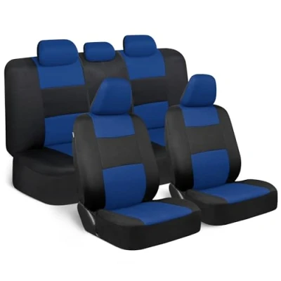 Imagen de BDK PolyPro Juego Completo de Fundas Asiento Coche en Azul sobre Negro, Dividido Delantero y Trasero, fáciles Instalar, Accesorios para automóviles, Camiones,