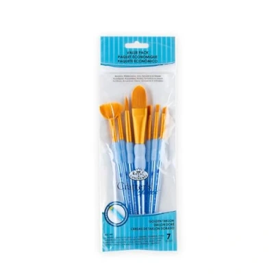 Imagen de Royal &amp; Langnickel Set de brochas ovaladas variadas taklon Dorado, 7 Piezas (Royal Brush RCC 405)