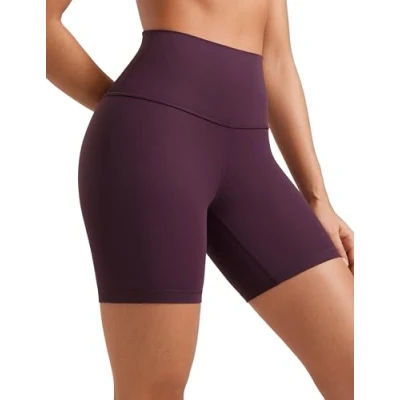 Imagen de CRZ Yoga Womens Butterluxe Motorista Shorts 15cm Cintura Alta Ejercicio Correr Pantalones Cortos De Morado Oscuro 38
