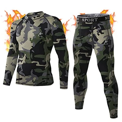 Imagen de MeetHoo Conjuntos Térmicos para Hombre, Set de Ropa Térmica Camiseta Pantalones Interior Función Deporte Running Ciclismo Esquí Fitness Invierno