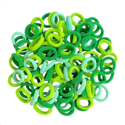 Imagen de Cooetr Gomas pelo Niña, 100 Piezas Coleteros Bebe de Elástico Coletero Niñas Colorido para Bebé (Verde)