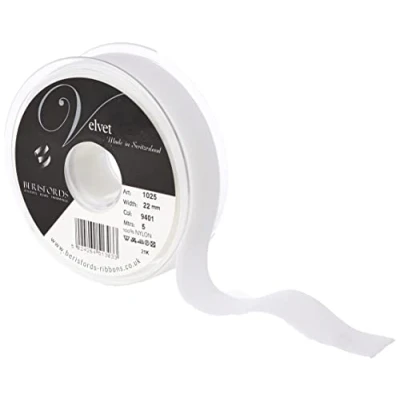Imagen de Berisfords Cinta de Terciopelo, Blanco, 10.2 x 3.0 cm