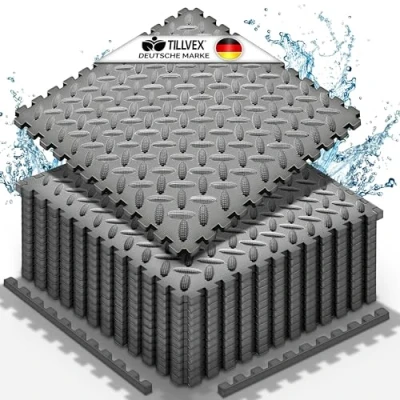 Imagen de tillvex® Esterilla protectora de suelo para piscina, 36 unidades, piscina y exteriores, protección del suelo, aislante calor, lámina el Hottub