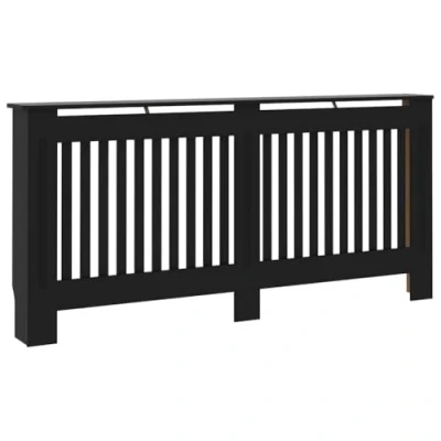 Imagen de vidaXL Cubierta para Radiador, Armario de Pared Calentador, Estante Libros Adornos, Mueble Tapa Calefacción Salón, MDF Negro