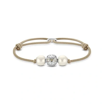 Imagen de Thomas Sabo A2073 170 19 L22V Pulsera unisex de plata ley 925 con cuentas beige, L22V, Plata, Perla