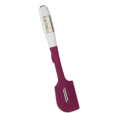 Imagen de Metaltex Espátula con Termómetro Digital Extraíble, Silicona, Blanco y Morado
