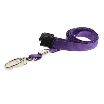 Imagen de ALG ID Cards® Cordón Breakaway de color liso con seguridad cuello morado clip metal para tarjetas paso (cordón púrpura)