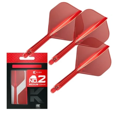 Imagen de Target Darts K Flex Integrated Dart Flight and Shaft, No.2 Rojo (Medio) Lote de 3 No 2, Plumas para Dardos 2 en 1 moldeadas con precisión y Varilla Accesorios