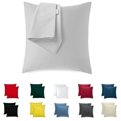 Imagen de Flowen Fundas de Cojin 50x50 Microfibra Juego 2 Funda Almohada del Sofá Decorativas con Cremallera Invisible Tejido Suave y Lavable Antiácaros Transpirable Hipoalergénico para Cama Silla