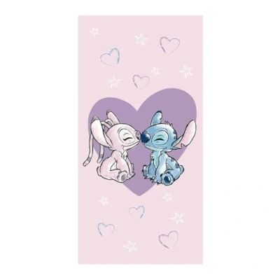 Imagen de Disney Lilo e Stitch Toalla de playa Love, rosa, 100% algodón, 70 x 140 cm