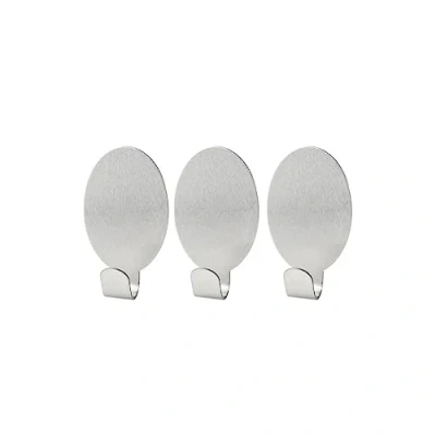 Imagen de FACKELMANN Ganchos Adhesivos Ellipse 2,4 x 4,1 cm, 3 Unidades, Acero Inoxidable, Plata, 4.1 2.4 2 cm
