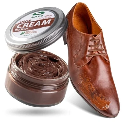 Imagen de SULPO crema zapatos marrón betun para cuero con base de agua acondicionador limpiadora zapatillas 50 ml