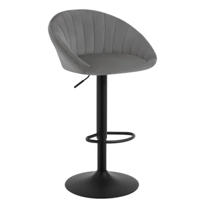 Imagen de WOLTU Taburete Bar Giratorio, de Altura Ajustable, con Respaldo y Reposapiés, Cocina Asiento Tapizado en Terciopelo, Gris Oscuro, BH428dgr 1