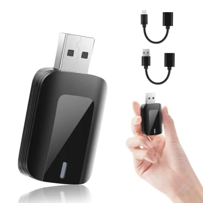 Imagen de Adaptador Inalámbrico para Android Auto y CarPlay, 2 en 1 Stick Convierte Auto/CarPlay con Cable a Inalámbrico, Compatible Coches AA Plug &amp; Play, Conexión Estable, USB C/A